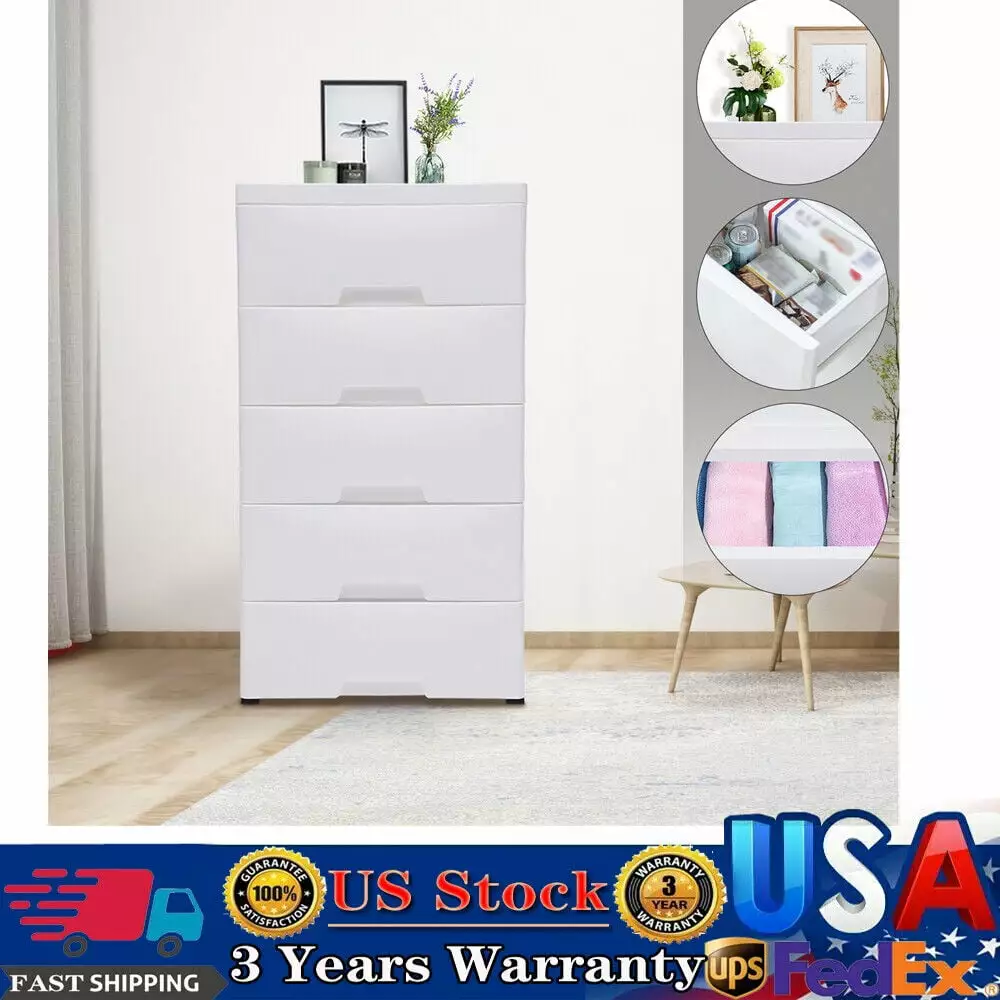 White Bedroom Closet Entryway Chest 5 Drawer Dresser Storage Tower Arranger Rack LilyLus