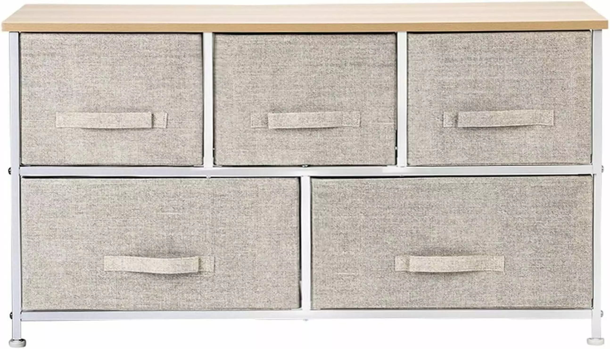 2-Tier Wide Closet Dresser 5 Fabric Drawers and Metal Frame Nursery Dorm Room Living Room LIUNU