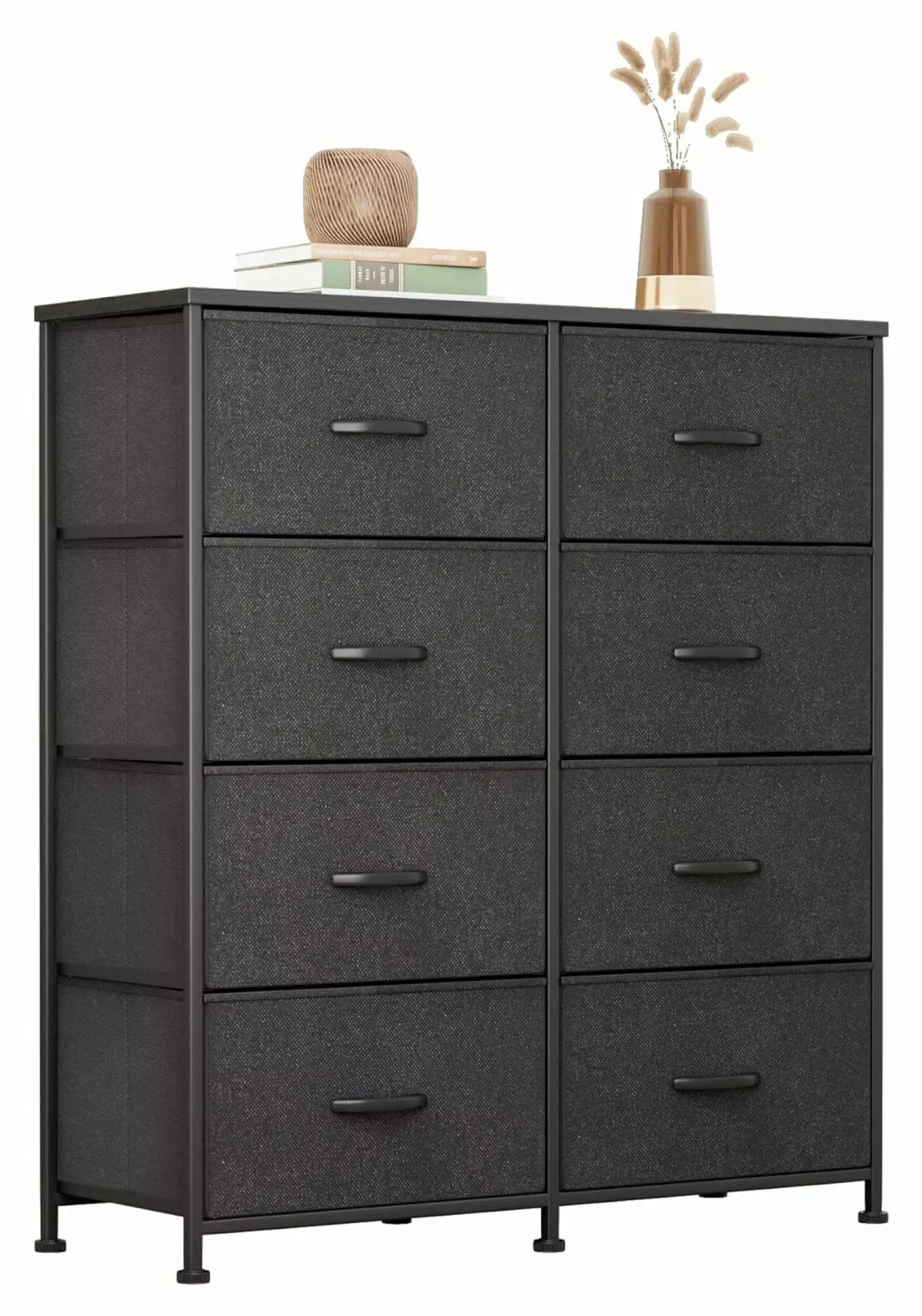 MAQING 8-Drawer Fabric Dresser Bedroom Wide Chest Drawers Tall Storage Organizer Unit Fabric Bins Black