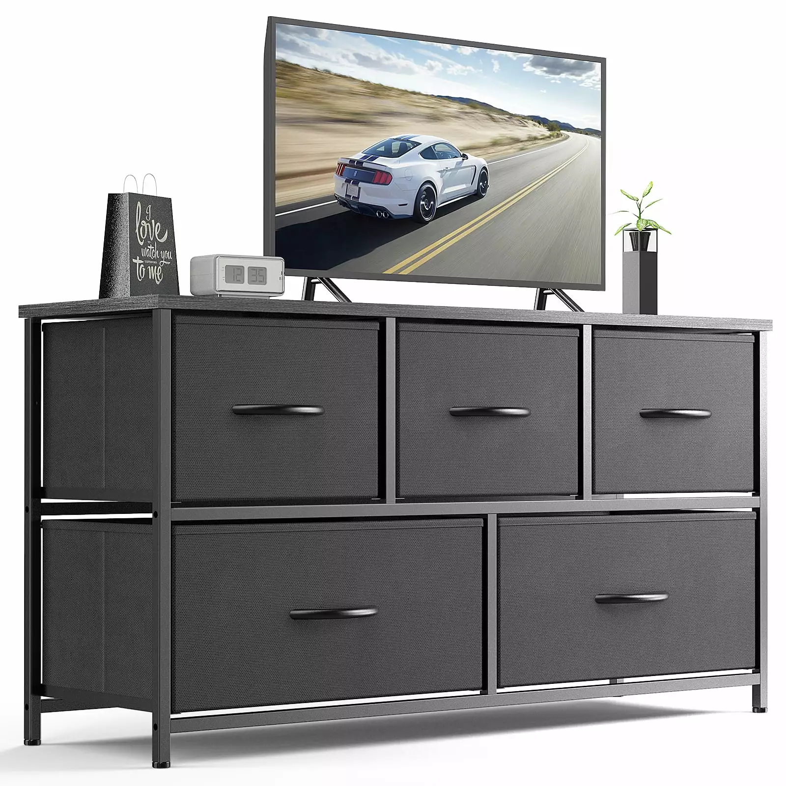 Miekor 5-Drawer Fabric Storage Tower Dresser Bedroom Removable Bins W2US908