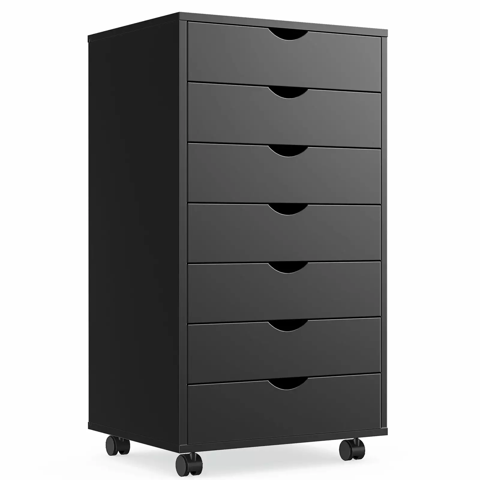 Miekor 7 Drawer Chest Storage Cabinet Wheels Wood Dresser Office Mobile Arranger