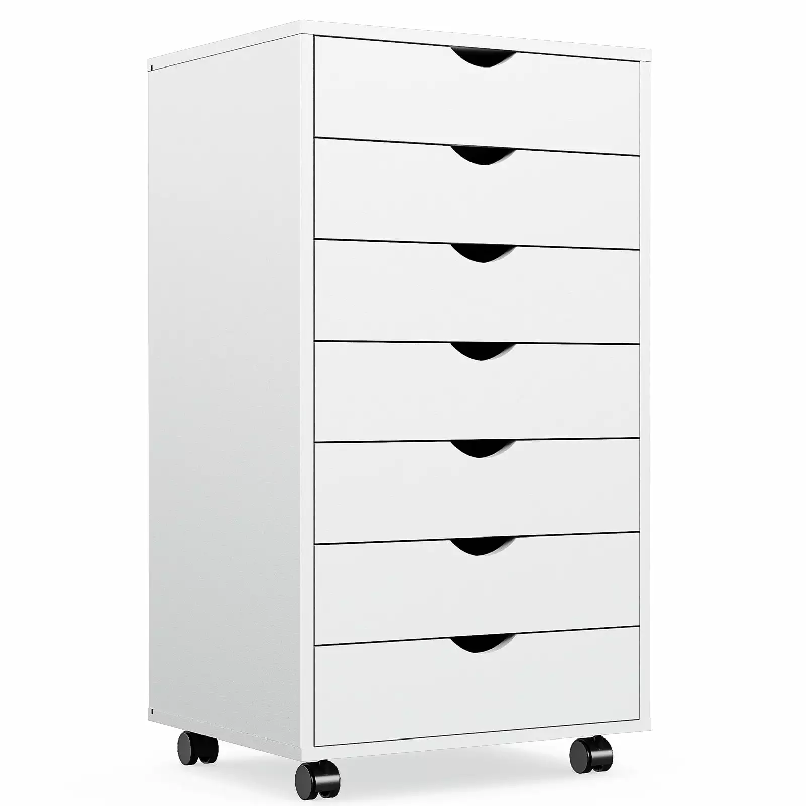 Miekor 7 Drawer Chest Wood Dresser Cabinet Wheels Mobile Storage Office W2US925