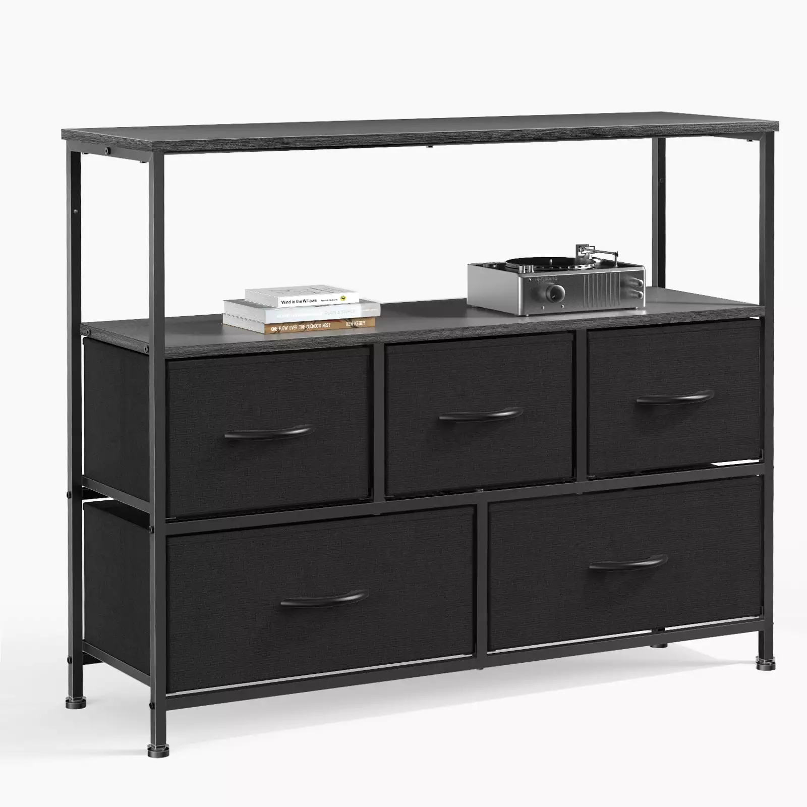 Miekor 5 Drawer Dresser Bedroom Metal Frame and Closet Fabric Storage