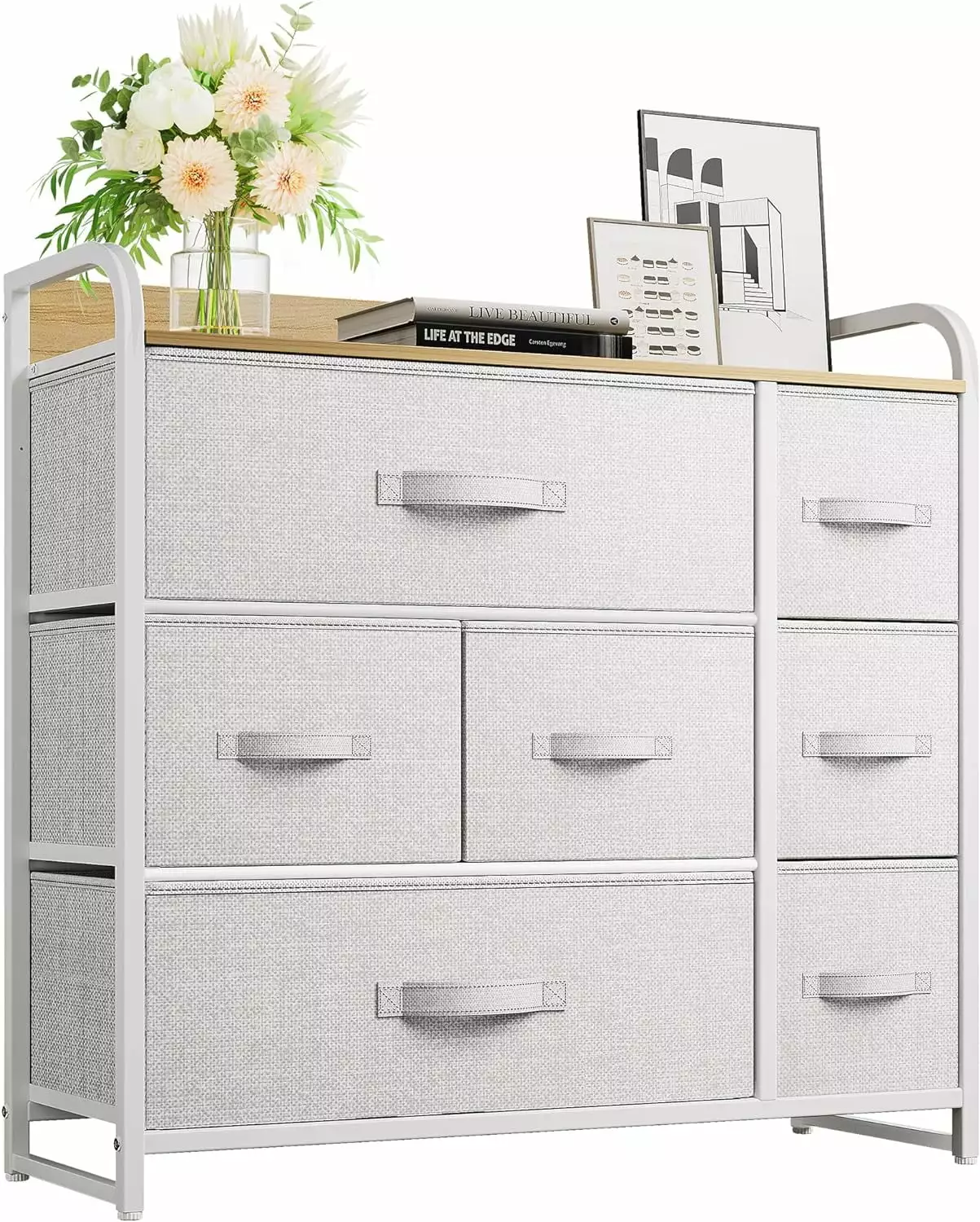 Fabric Dresser 7 Drawers Storage Tower Bedroom and Living Room MM
