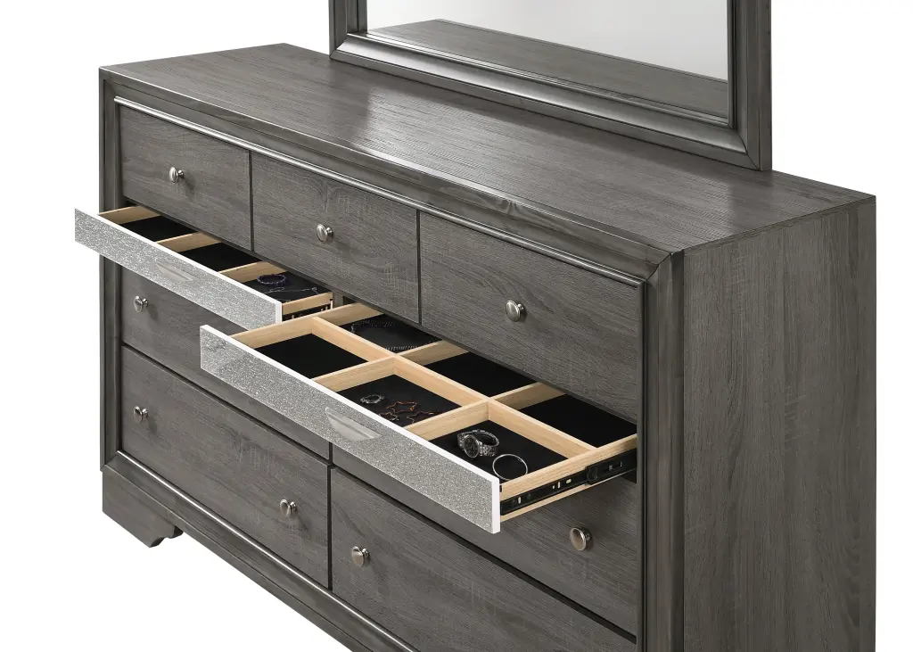 Naima Gray Dresser - Elegant 6-Drawer Dresser Bedroom
