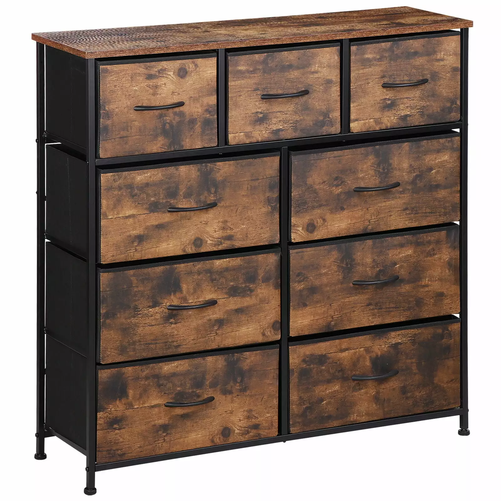 9-Drawer Fabric Dresser Storage Tower Chest Organizer Unit Bedroom Brown NOBRAND
