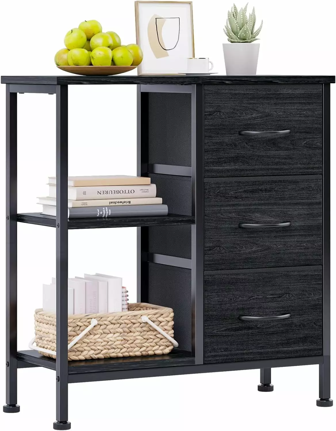 3 Drawer Dresser Bedroom Small Nightstand Beside Table Side Shelf Fabric Storage NOBRAND