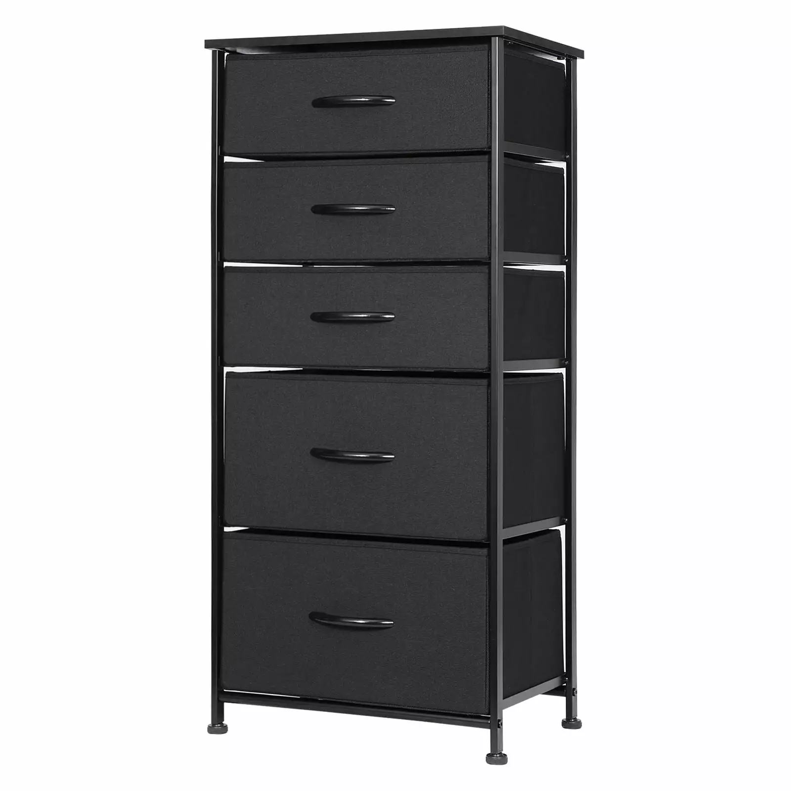 5 Drawer Fabric Dresser Storage Tower Organizer Unit Bedroom Grey NOBRAND