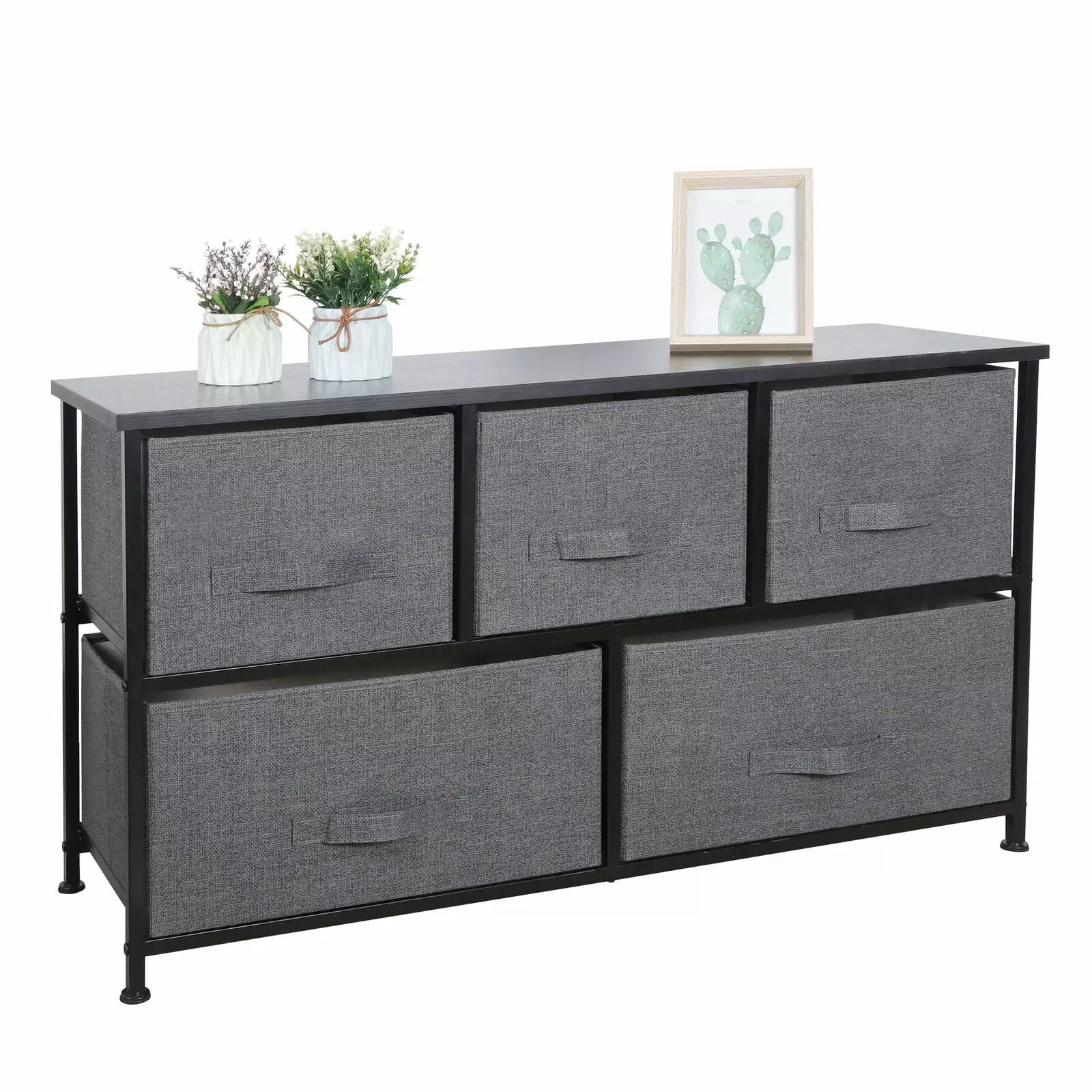 5 Drawers Wide Storage Dresser Cabinet Clothes Drawers Tower Unit Bedroom NOBRAND