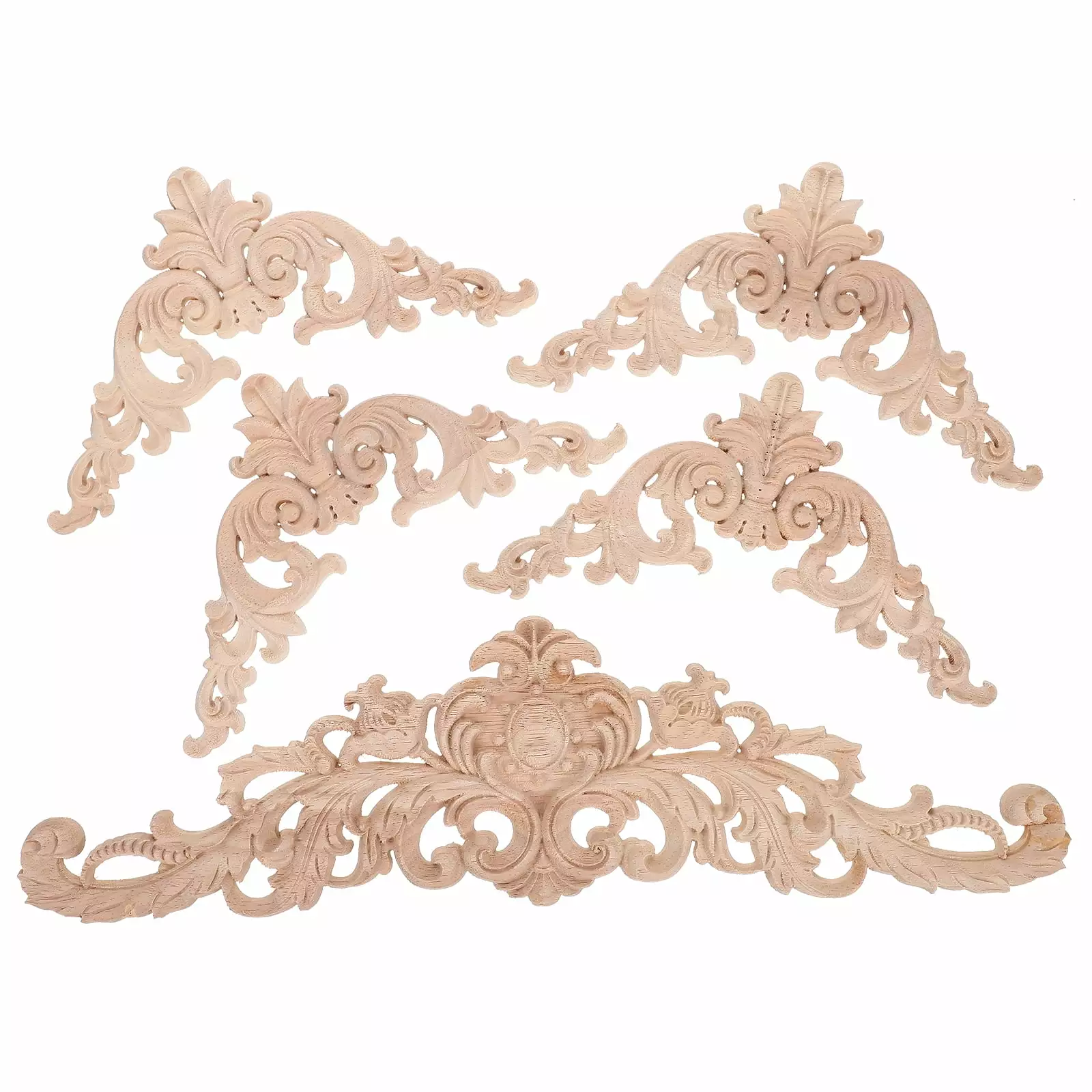 5 Pcs Retro Decor Dresser Mirror Wood Carving Decals Cupboard Decoration NOBRAND