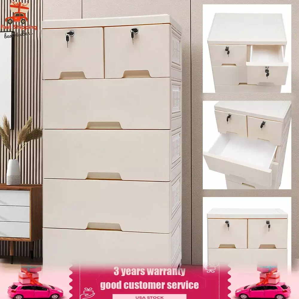 6 Drawers Dresser Tall Chest Drawer Wood Storage Arranger Closet Bedroom PetalParadise