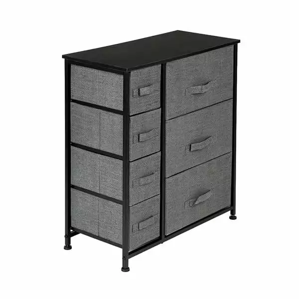 7-Drawer Dresser Storage Tower Steel Frame and Wood Top Bedroom Hallway Closet Office Qjuhung
