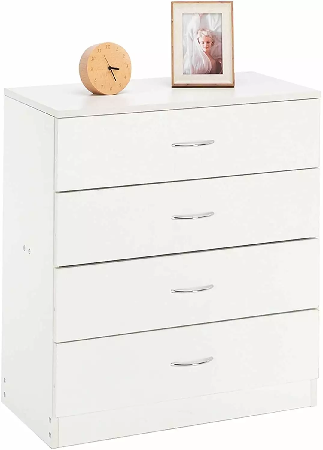 QXDRAGON White Dresser Bedroom 4 Drawer Modern Nightstand Chest Arranger