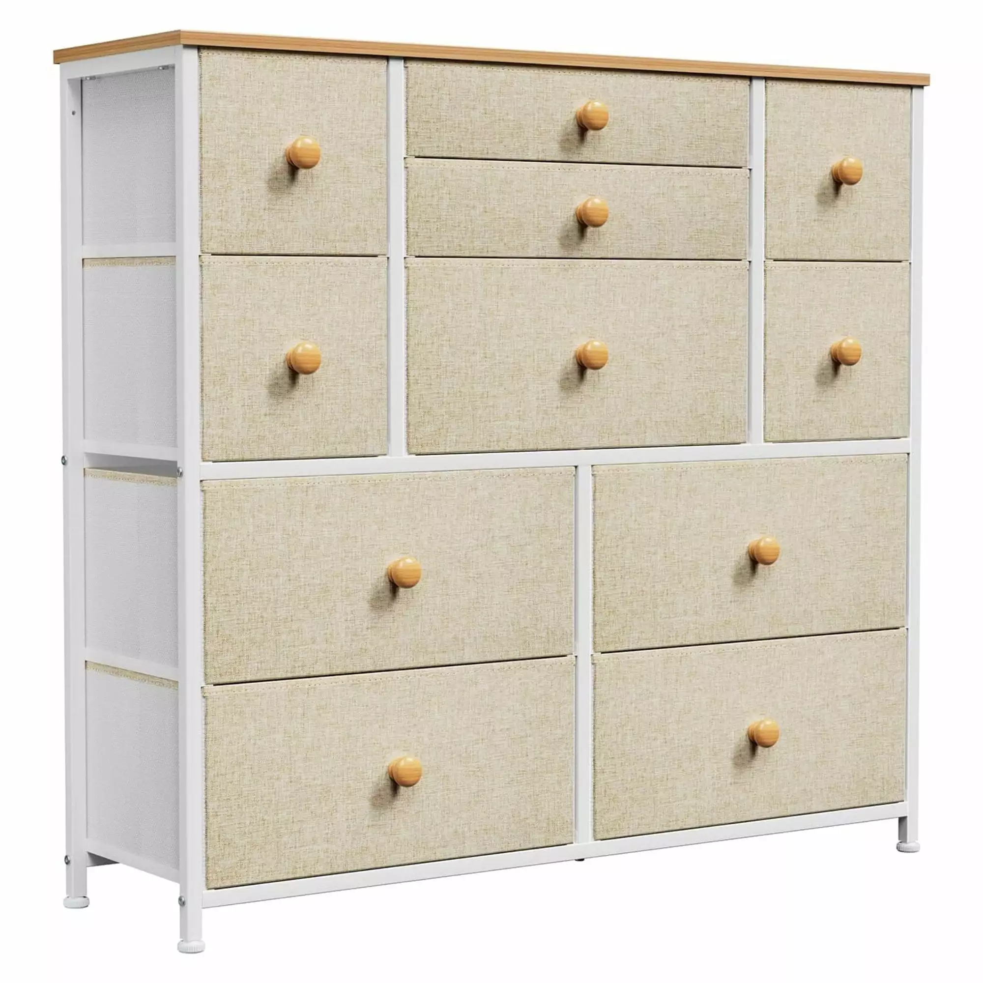 Open Box REAHOME 11 Drawer Steel Frame Bedroom Dresser, Taupe Chest Drawers Storage and Organization