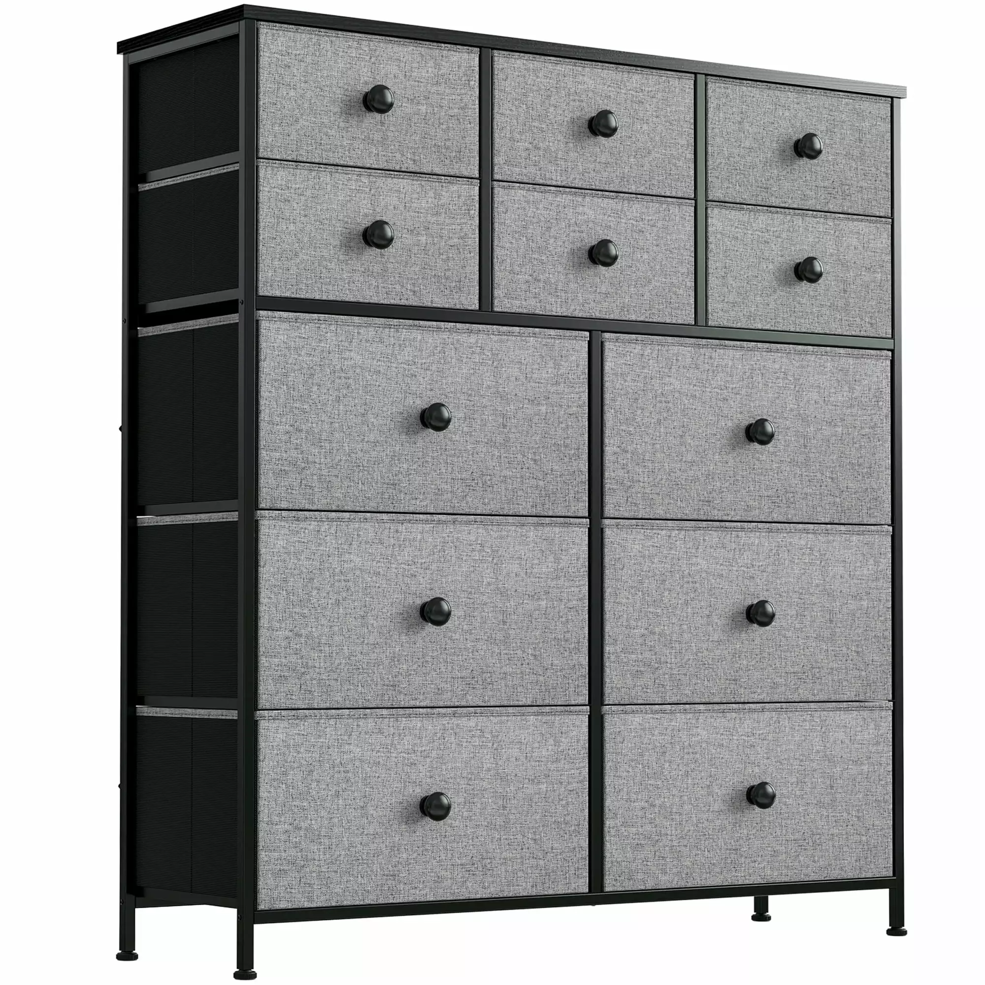 REAHOME 12 Drawer Steel Frame Storage Dresser Light Grey