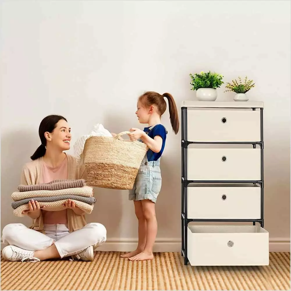 White 4-Drawer Dresser Bedroom Closet Storage Nightstand Hallway Rerishom