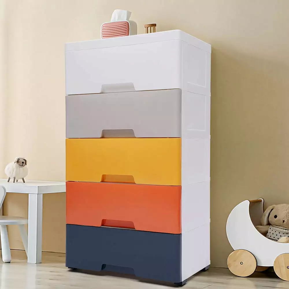 5-Drawer Dresser Closet Tall Chest Clothes Storage Modern Bedroom Cabinet Home RoseChic