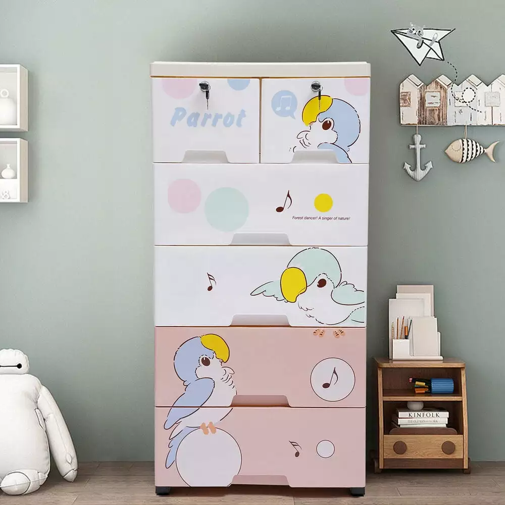 6 Drawer Plastic Dresser Chest Cabinet Bedroom Storage Organizer Stand Furniture RoseChic