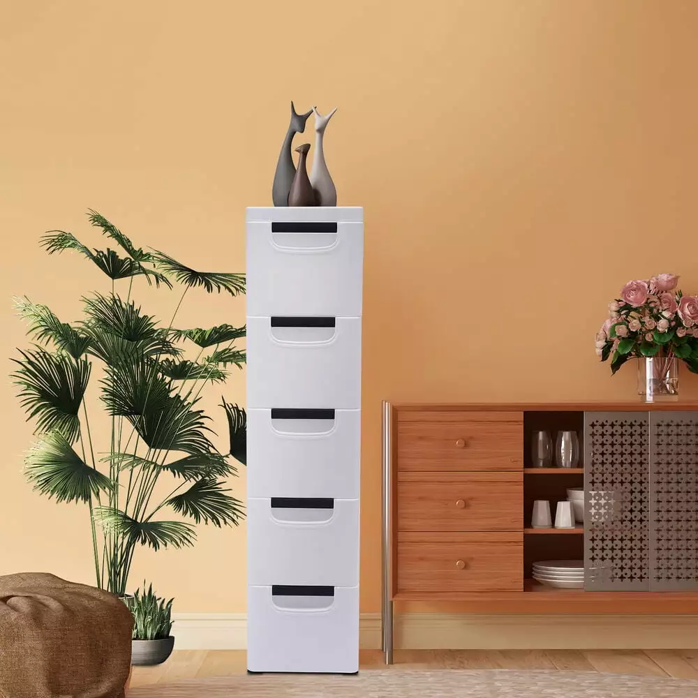 Wardrobe Vertical Tall Dresser Storage Tower 5 Drawers - Space-Saving Closet Organizer RoseChic