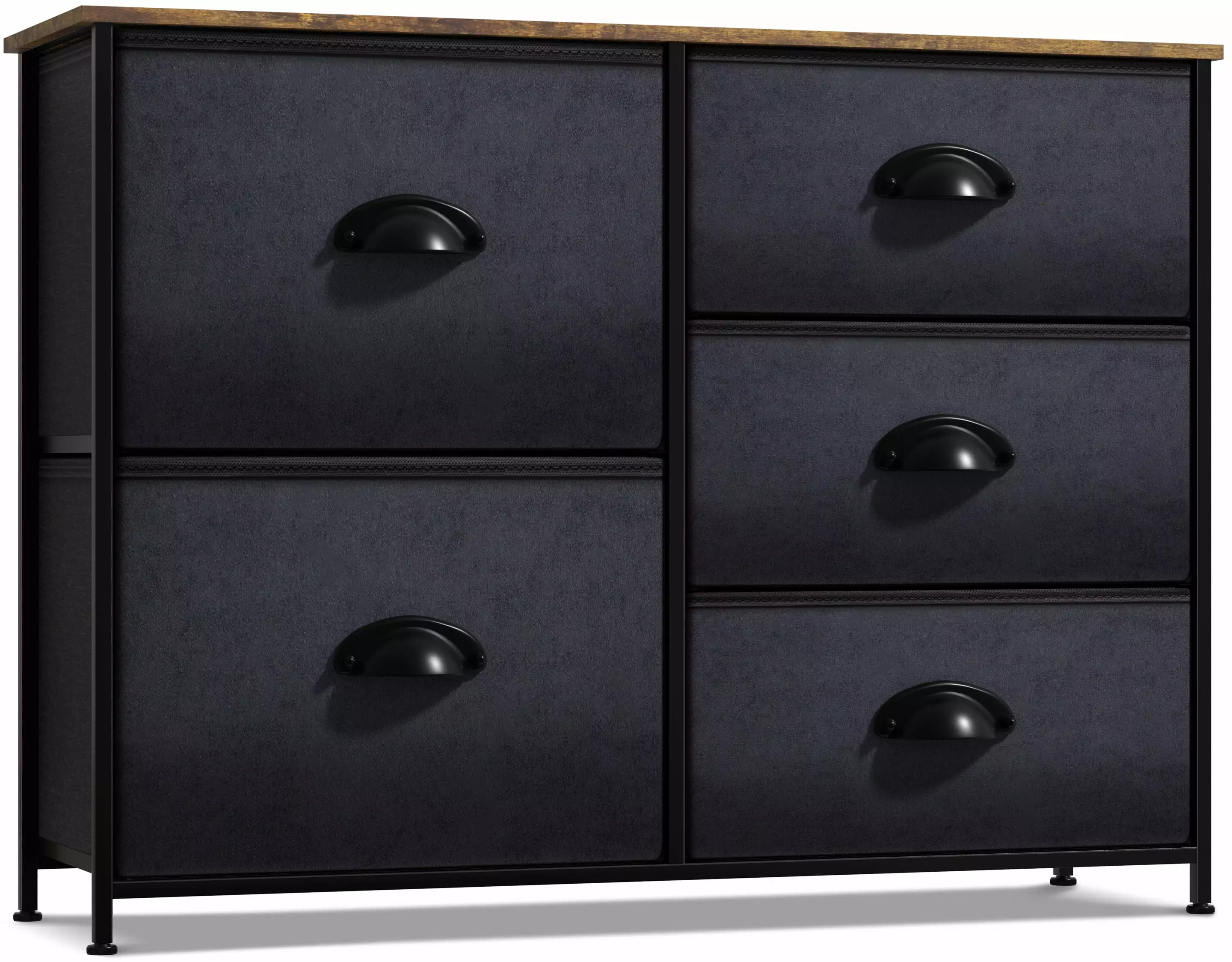 Sorbus 5-Drawer Dresser Rustic Black Steel Frame Bedroom Closet Organization