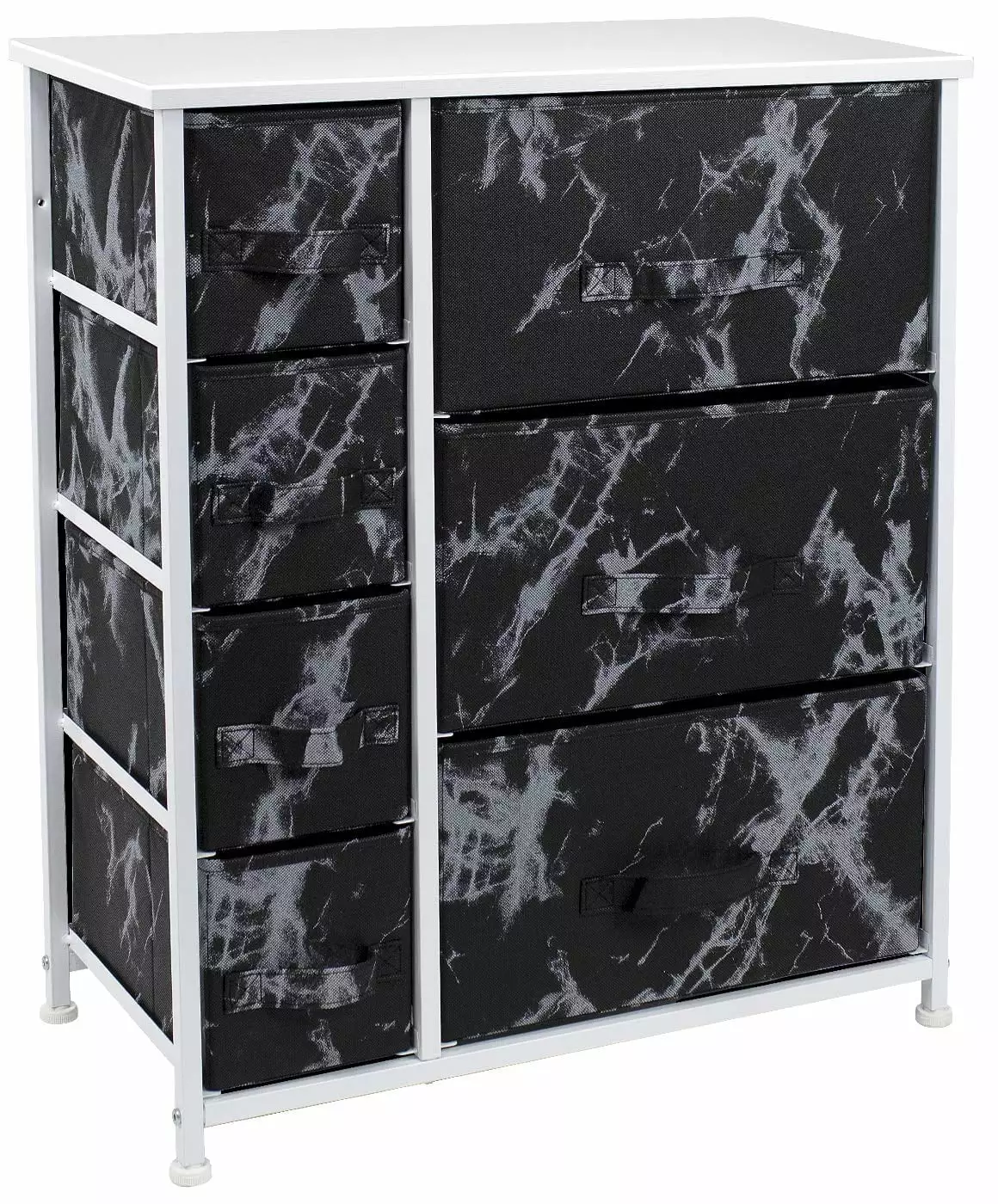 Sorbus Dresser 7 Drawers, White Frame and Black Marble Drawers Bedroom Storage