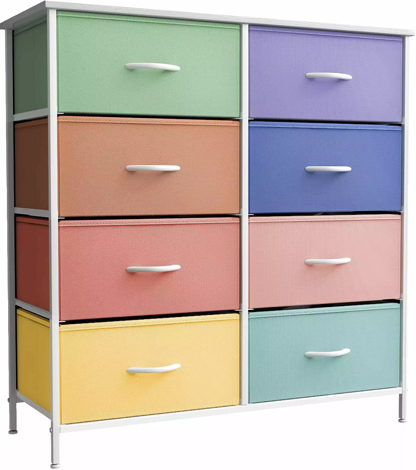 Sorbus Kid Dresser 8 Fabric Bin Drawers Pastel Multi-Color Furniture Storage Chest