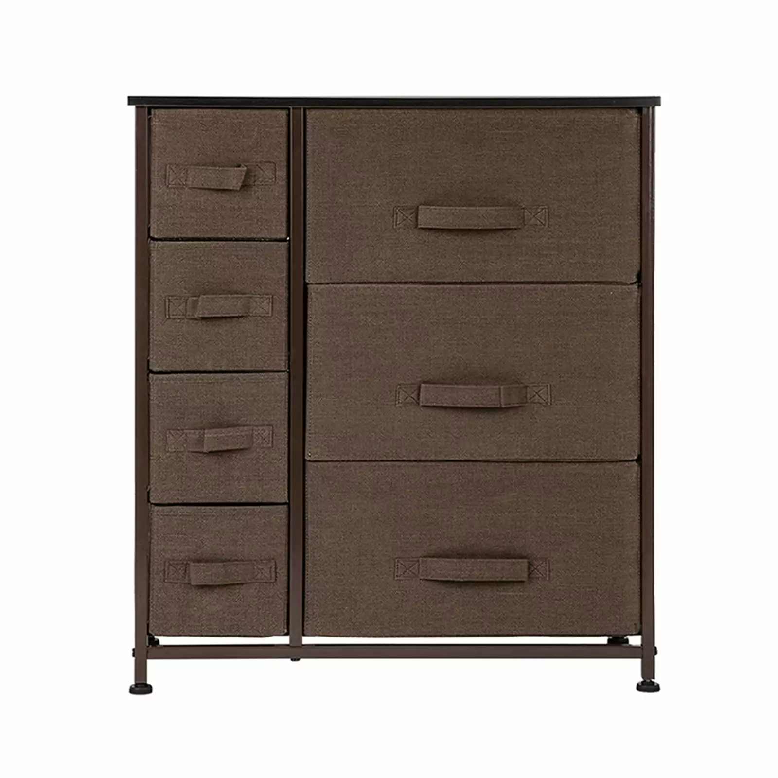 7 Drawer Dresser Furniture Storage Tower Fabric Bins Dark Brown Studyset
