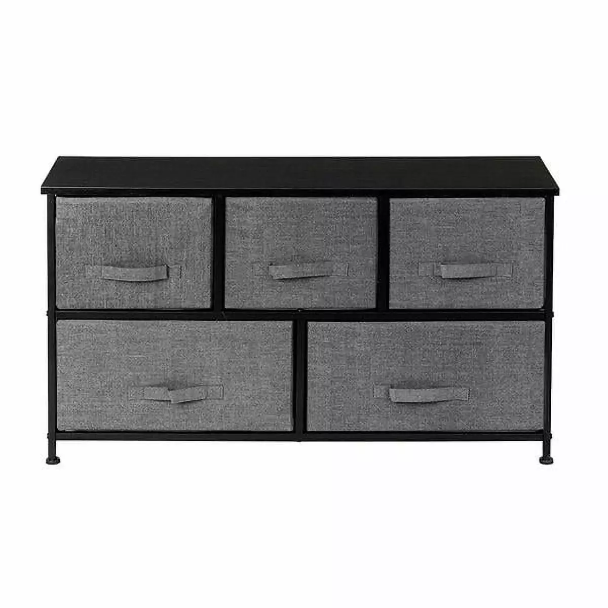 2-Tier Wide Closet Dresser 5 Fabric Drawers and Metal Frame Grey SY