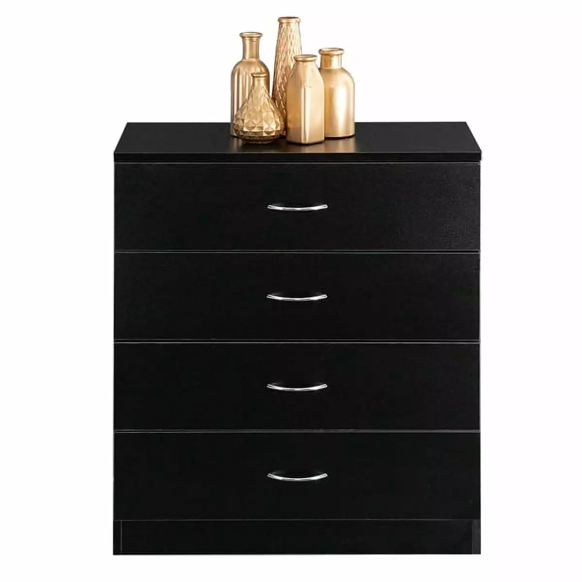 SYTHERS 4-Drawer Dresser Bedroom 26W13D29H Modern Storage Chest Drawers Black