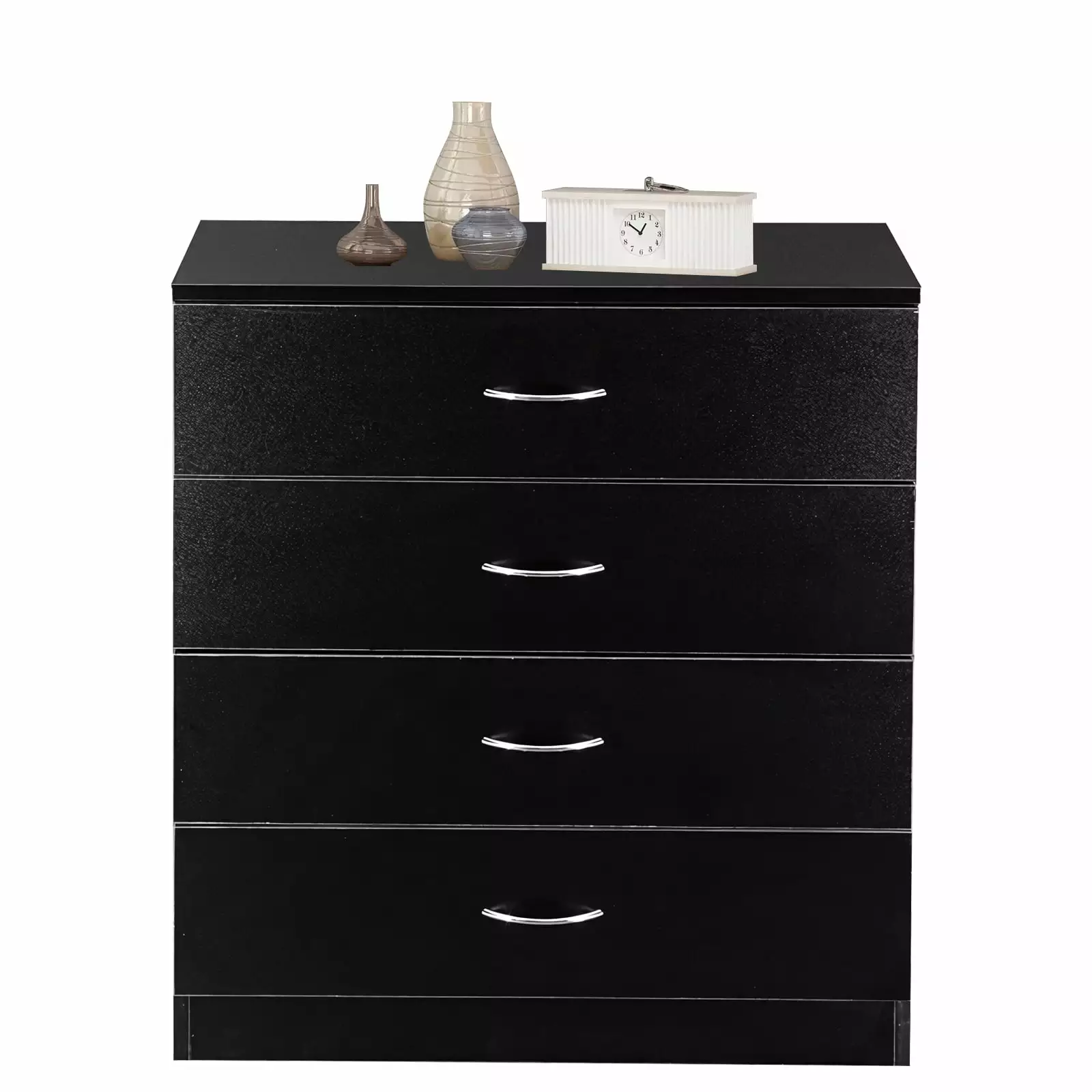 SYTHERS 4 Drawer Dresser Wooden Storage Chest Drawers Storage Organization Unit Bedroom Nightstand Black 26W13D29H