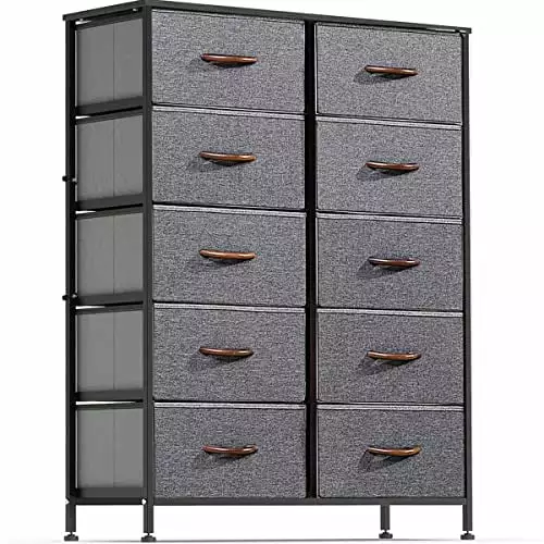 WAYTRIM 10 Drawer Storage Dresser Tower Bedroom Hallway Dormitory Closet Grey TeviRoom
