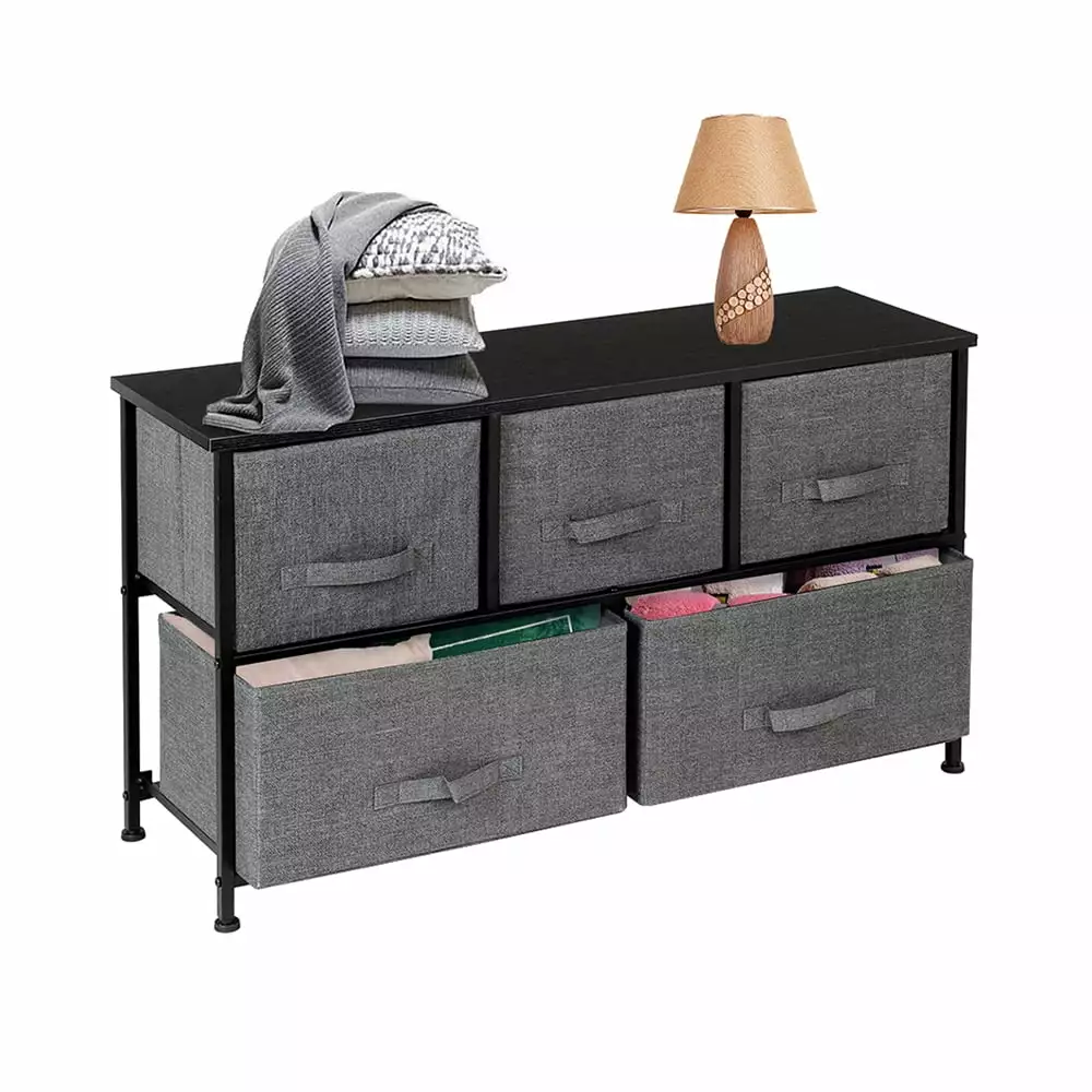 TKOOFN Dresser 5 Drawers Fabric Storage Tower Bedroom Hallway Entryway Closets
