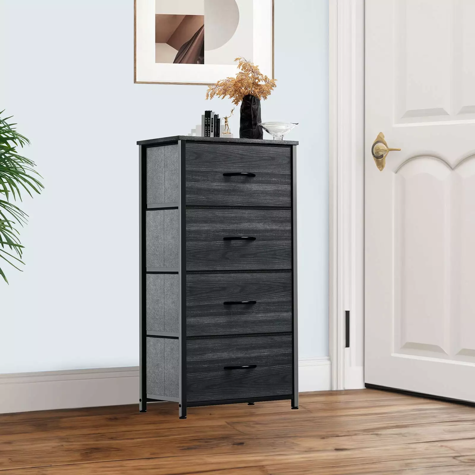 Chest Fabric Drawers Dresser 4 Bins Furniture Bedroom Storage Arranger UNBRAND