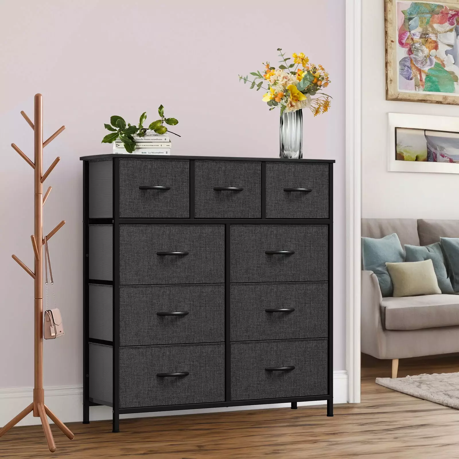 9 Drawer Fabric Dresser Storage Chest Closet Organizer Nightstand UNBRAND