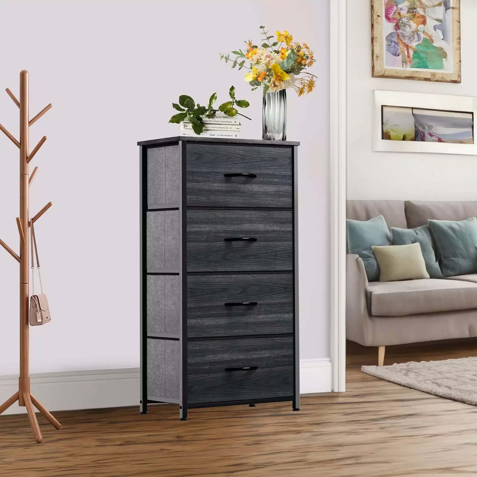 Dresser 4 Drawers Fabric Storage Tower Arranger Unit Bedroom Bins UNBRAND