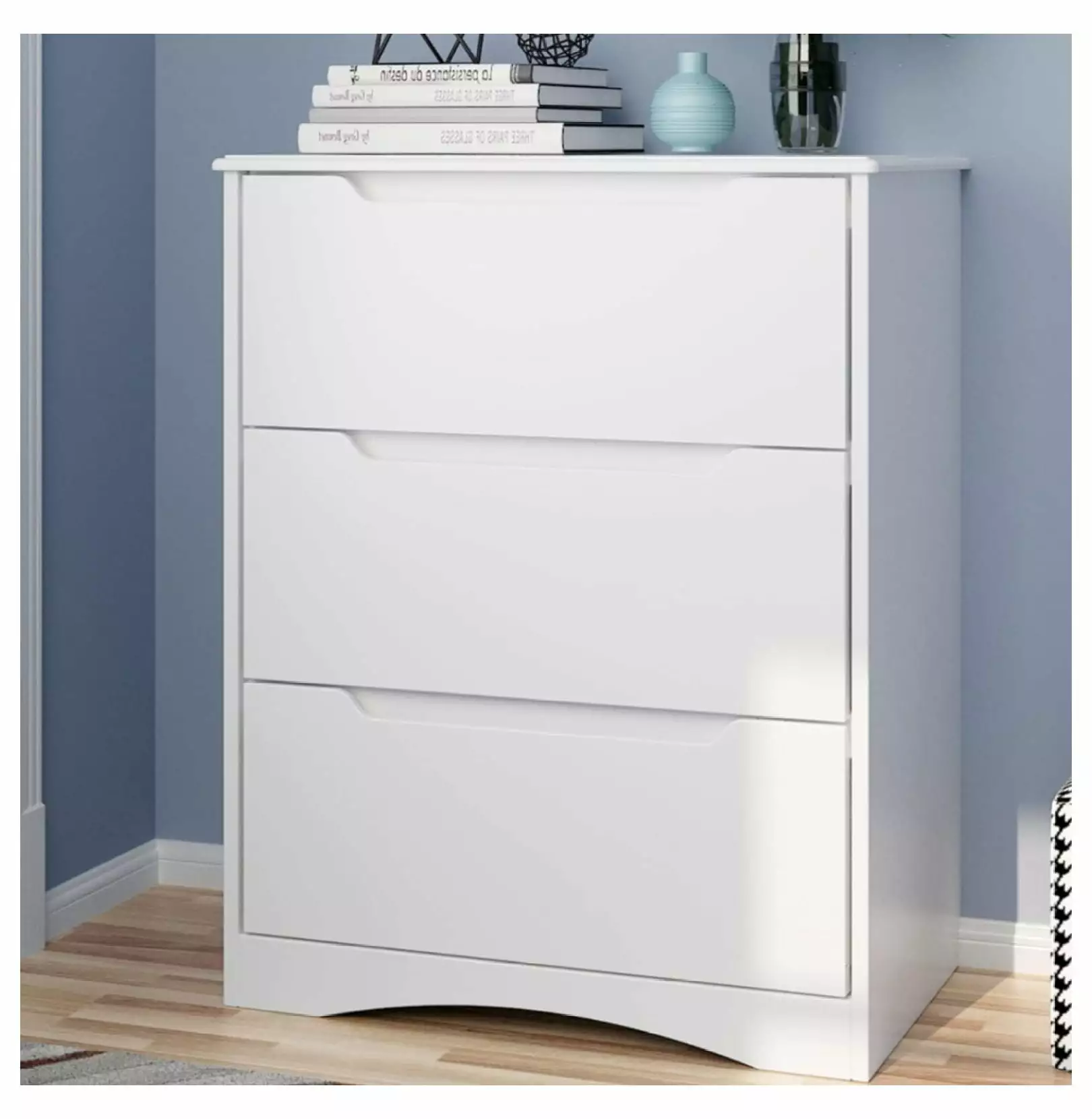 Werqueid 3 Drawer Wood Chest Dresser Closet Living Room or Hallway White
