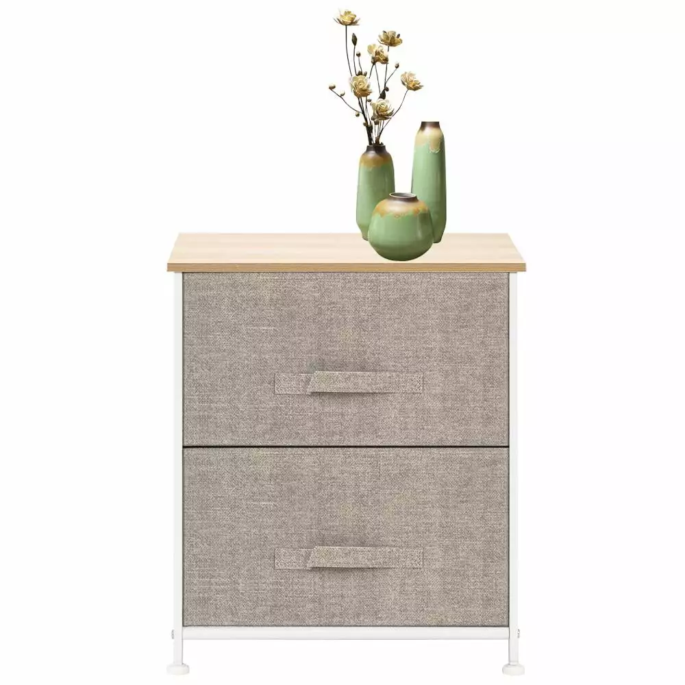 Winado 2 Drawer Dresser Sturdy Steel Frame and Rustproof Wood Top Living Room Bedroom