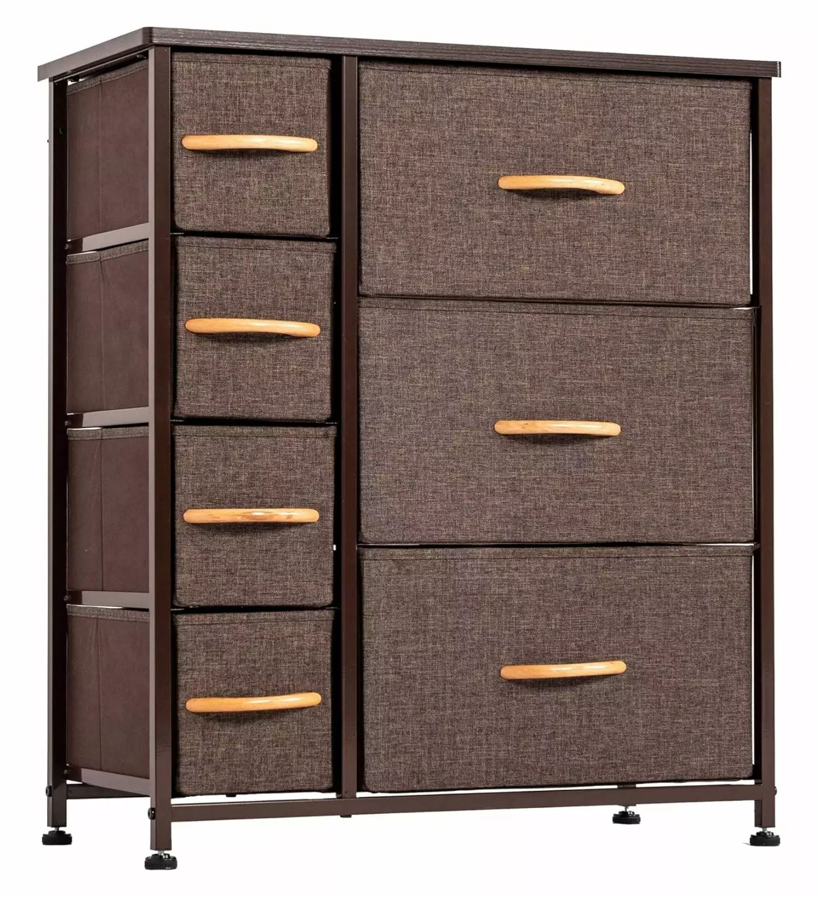 Xu Wei 7-Drawer Dresser Storage Tower Fabric Storage Chest Arranger Unit Bedroom Tall Dresser Sturdy Steel Frame Wood Top