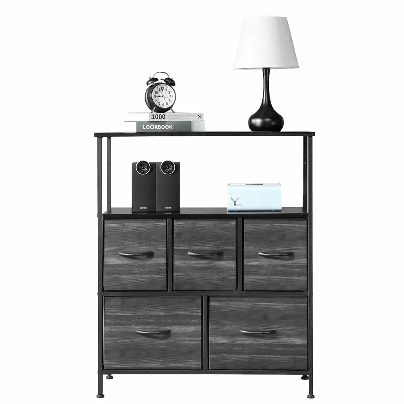 YLCW Dark Grey 5-Drawer Fabric Dresser Storage Arranger Closet Living Room