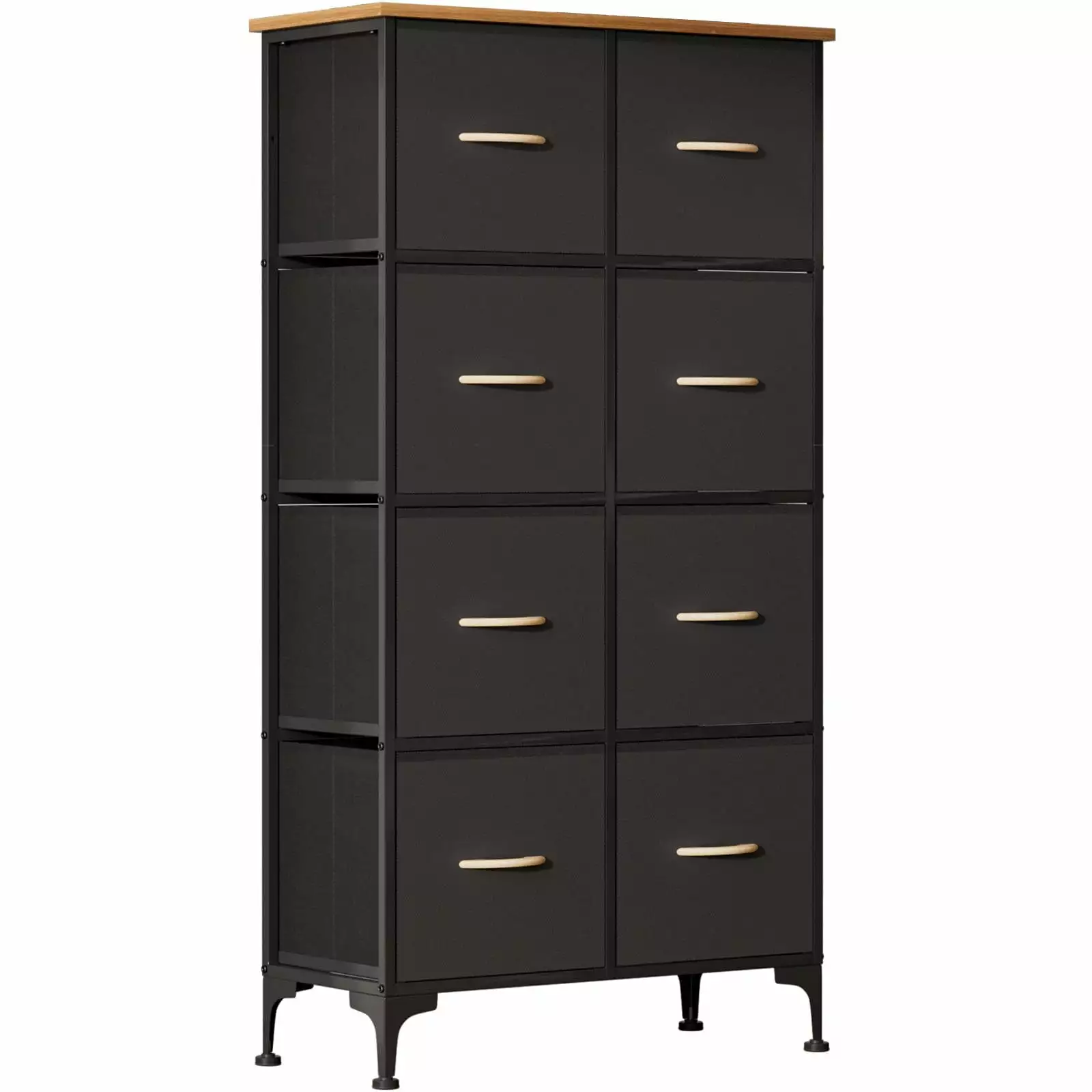 8 Drawers Dresser Bedroom Black Tall Storage Tower Sturdy Steel Frame and Wood Top YOYO