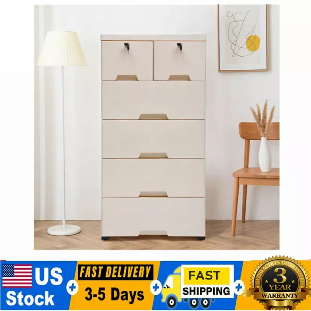 White Bedroom 6-Drawer Dresser Storage Arranger Chest Tower Closet Nightstand YoyoHome