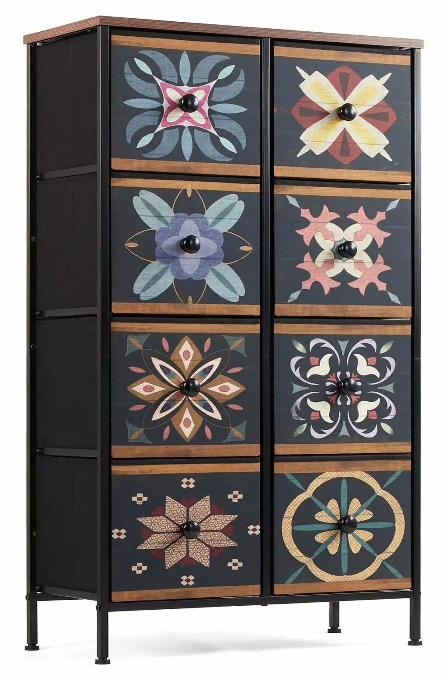 Zengpin Colorful 8-Drawer Fabric Dresser Wood Top Bedroom Living Room