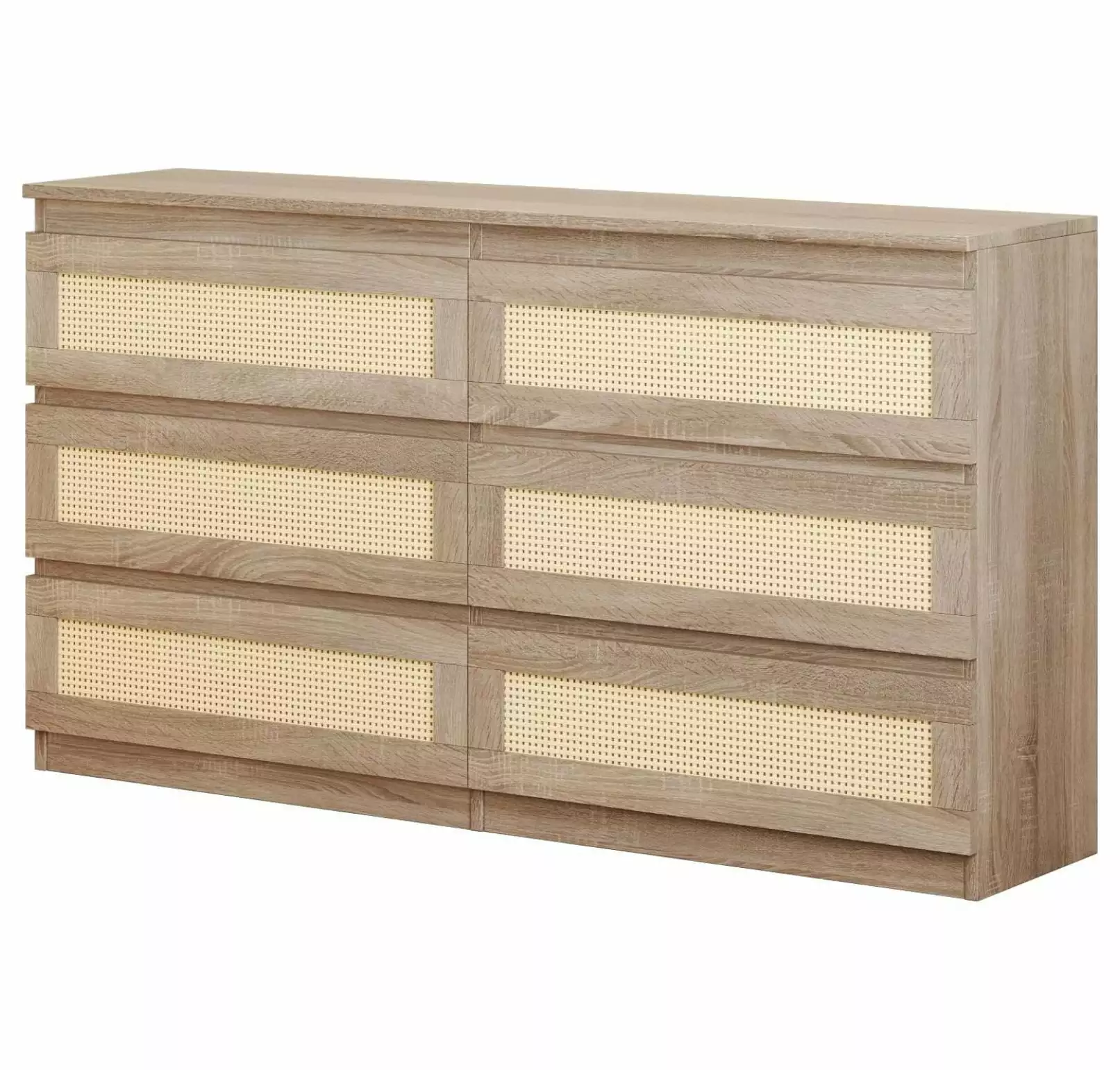 Zengpin 6 Drawer Dresser Bedroom Rattan Dresser Modern Chest Dressers Natural