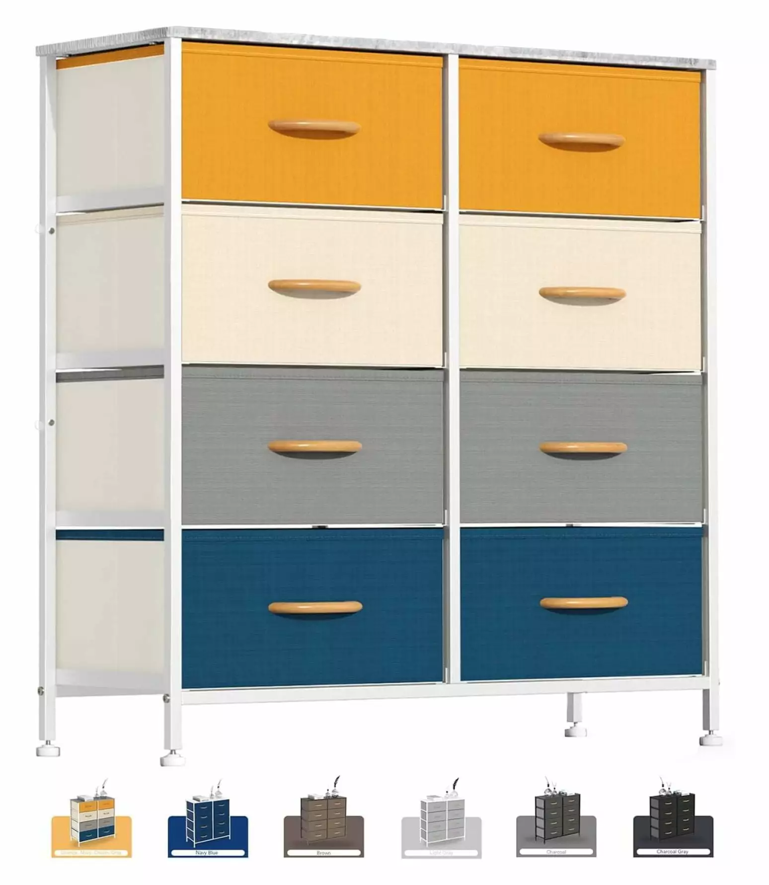Zengpin 8 Dresser Bedroom 8 Drawer Storage Arranger Tall Wide Dresser Closet Living Room Hallway Dormitory Sturdy Steel Fr...