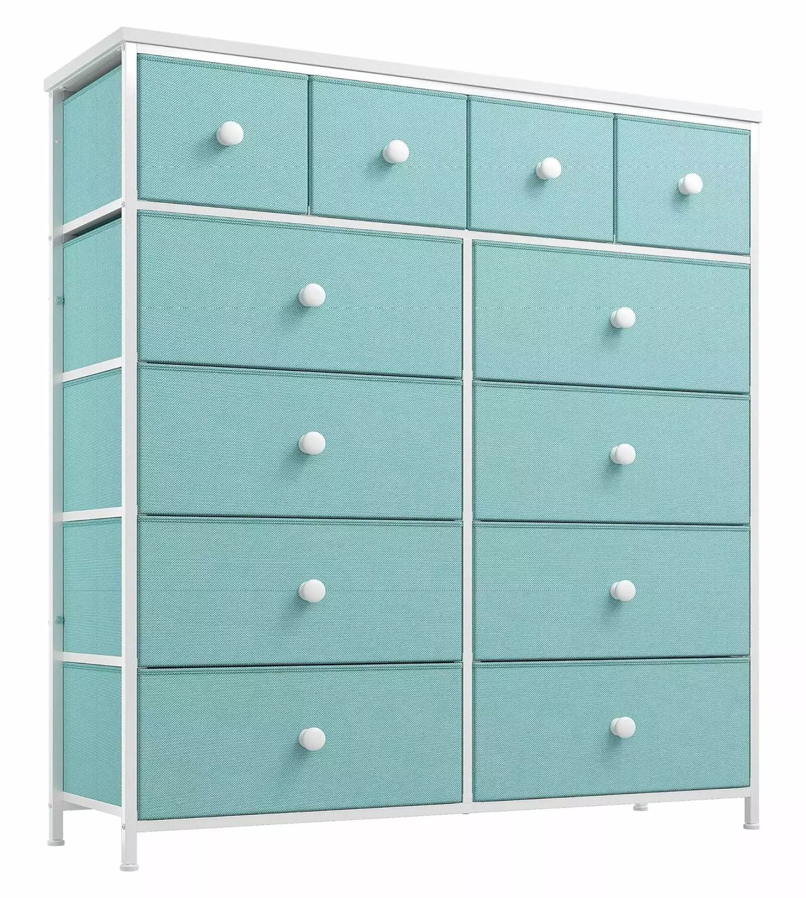 Zengpin Green Dresser Bedroom 12 Drawers, Wooden Top and Metal Frame, Cute Chest Drawers Closet