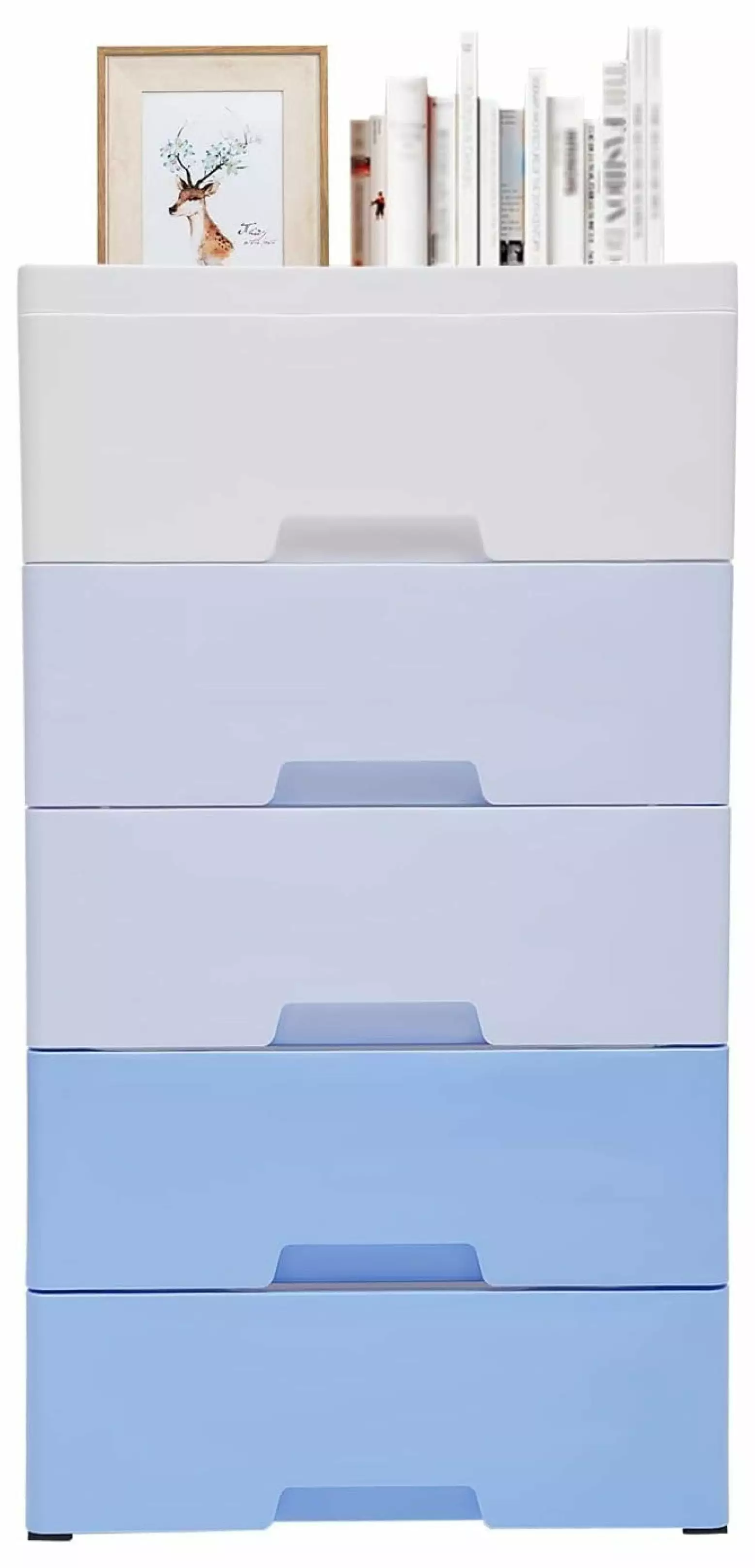 Zengpin 5 Layer Drawer Dresser Wheels PP Storage Chest Blue