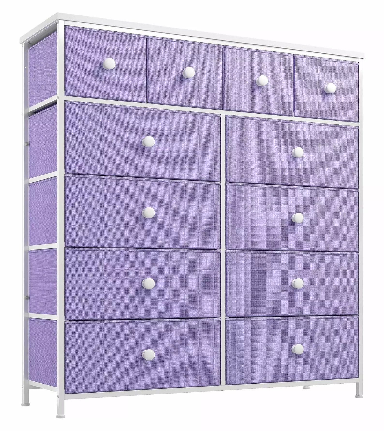 Zengpin Purple Dresser Bedroom 12 Drawers, Wooden Top and Metal Frame, Cute Chest Drawers Closet