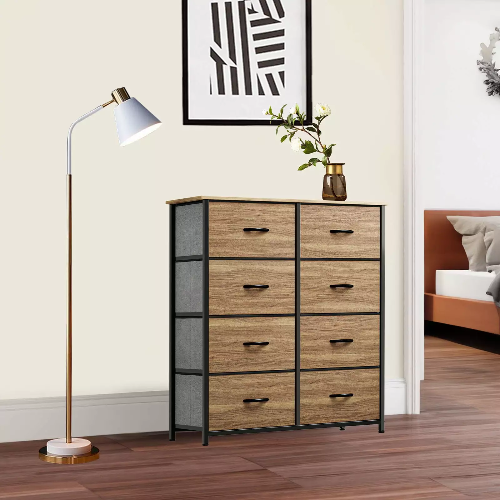 ZGBY 8-Drawer Fabric Dresser Sturdy Steel Frame and Wooden Top Bedroom Storage ZGBY Home Products