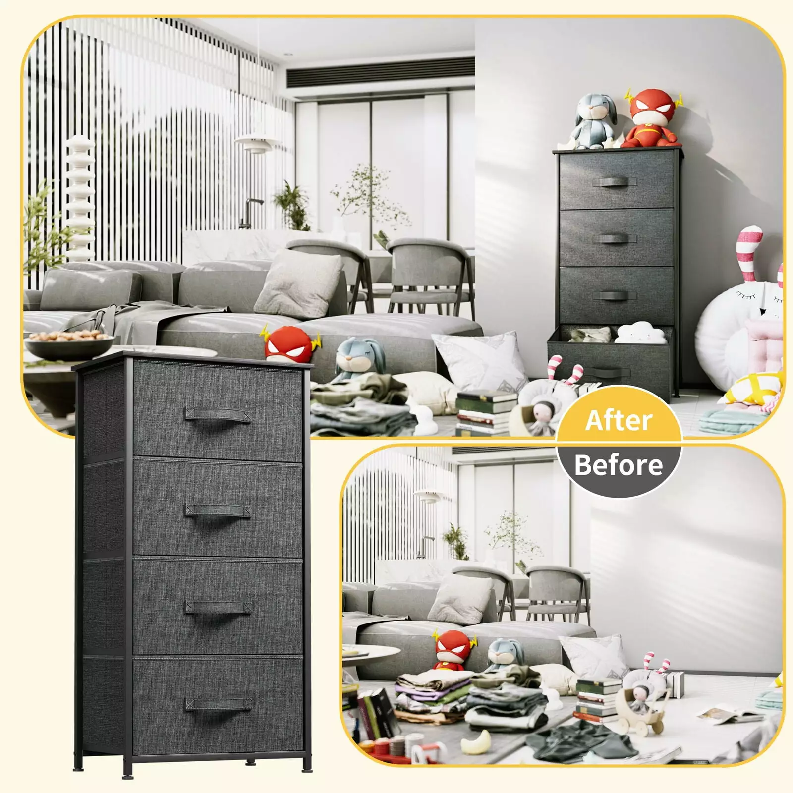 ZGBY 4 Drawer Dresser Storage Organizer Bedroom Furniture Chest Drawers ZGBY Home Products