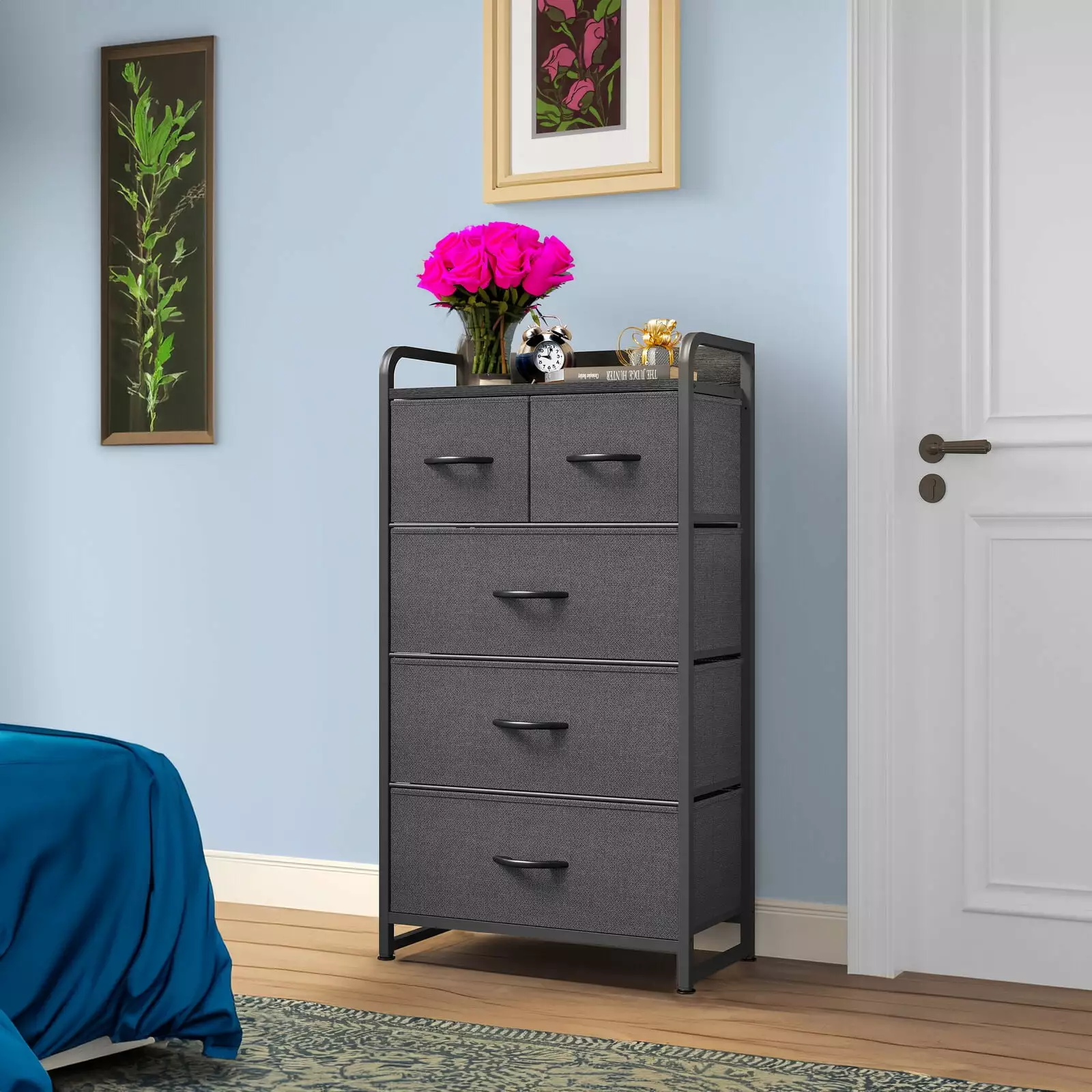 ZGBY Fabric Dresser 5 Drawers Storage Tower Arranger Chest Drawers ZGBY Home Products